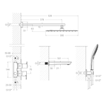 Встраиваемый смеситель для душа с изливом, троп. и ручным душем BLAUTHERM 941513RK300