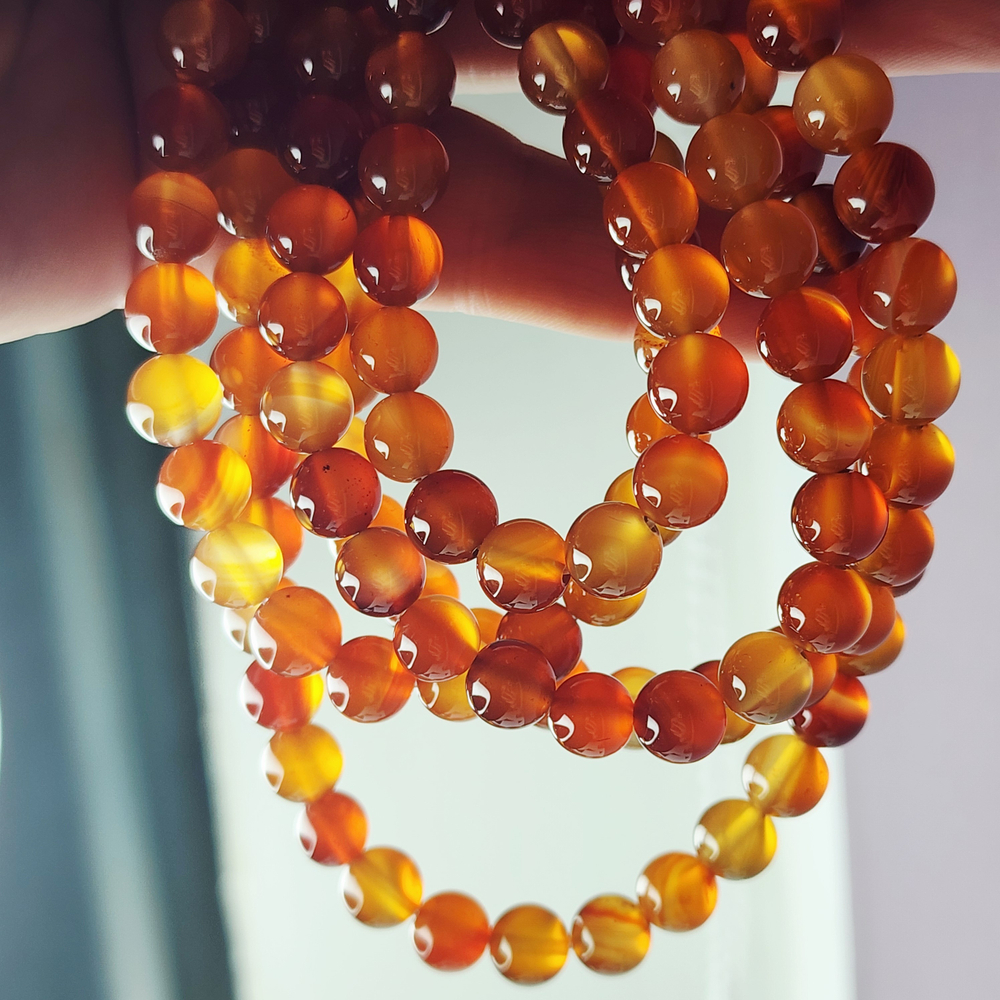 Сердолик, бусина шар, размер 8мм, цена за нить 19 см