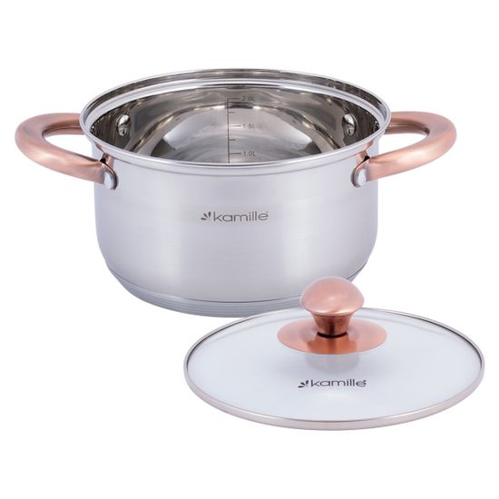 Кастрюля 2 л. из нержавеющей стали Kamille KM-4931 с медными ручками