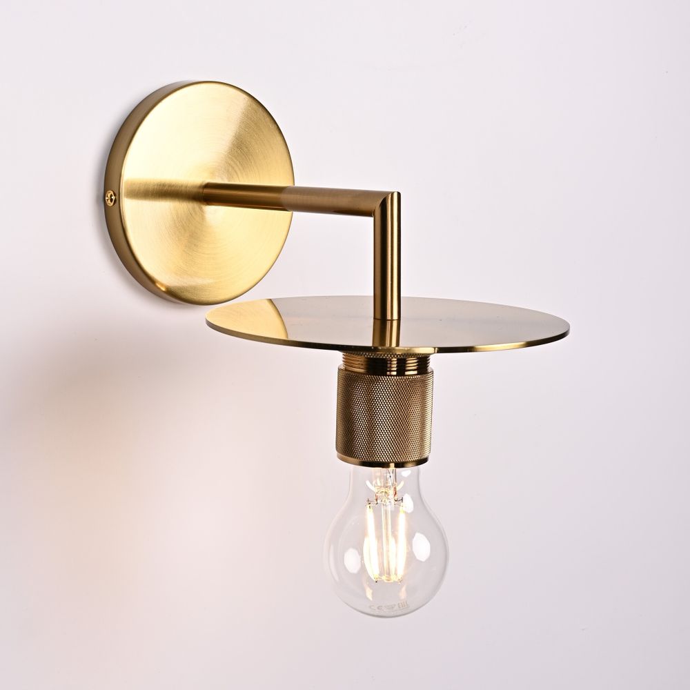 Бра Rh Utilitaire Knurled Disk Shade Sconce Brass By Imperiumloft