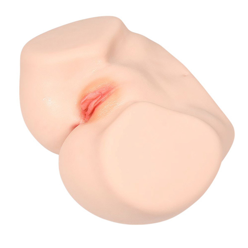 Телесный мастурбатор-полуторс с двумя любовными отверстиями Kokos Vanilla Onahole Real Vagina M01-003-13D