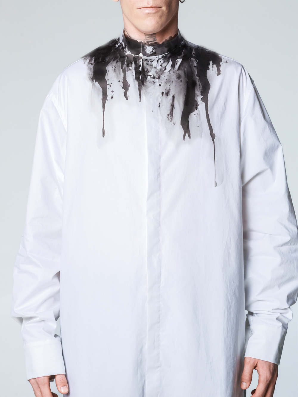 Рубашка "Смородина" с окрашиванием. Бело-черная