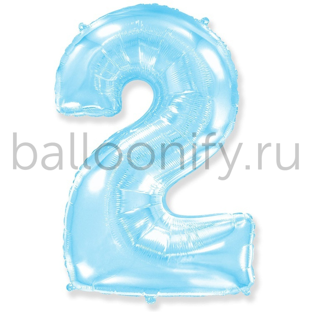 Шар ЦИФРА 2 Pastel Blue 40" 102 см