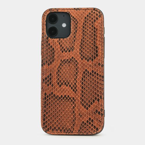 Накладка для iPhone 12/12Pro из кожи питона, цвета Коньяк