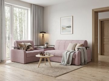 Диван угловой с Баром Денвер 1,8 - Velutto 22 коричневый/  коричневая накладка