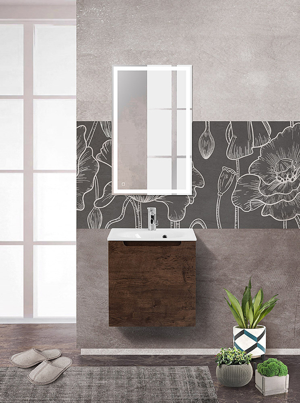 Тумба под раковину BelBagno Etna 50 R ETNA-500-1A-SO-RW-P-R подвесная Rovere Moro