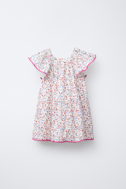 ZARA ПЛАТЬЕ С ЦВЕТОЧНЫМ ПРИНТОМ, ЭКРЮ