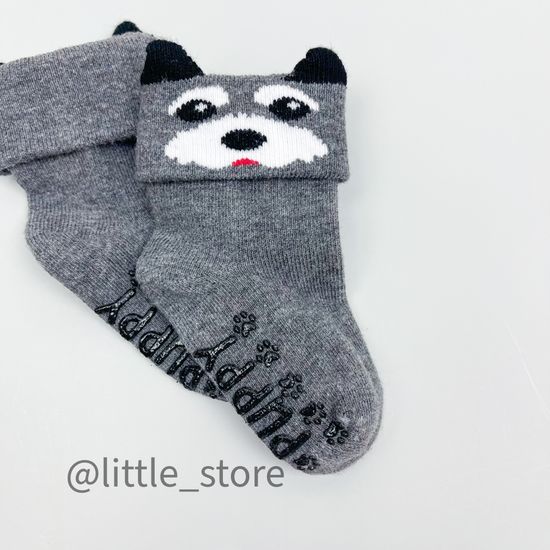 Носочки хлопковые "Puppy" со стоперами, Графит