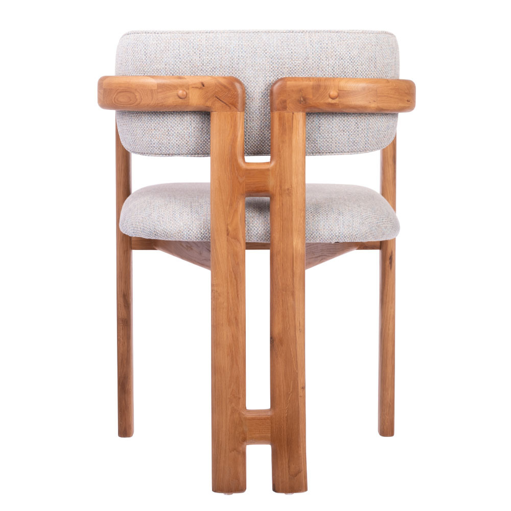 Стул Rich рогожка бежево-голубая с ножками цвета орех