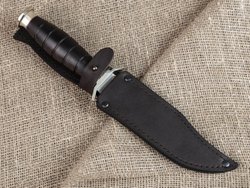 Нож «Пограничник», сталь 95х18, резная рукоять из черного мореного граба
