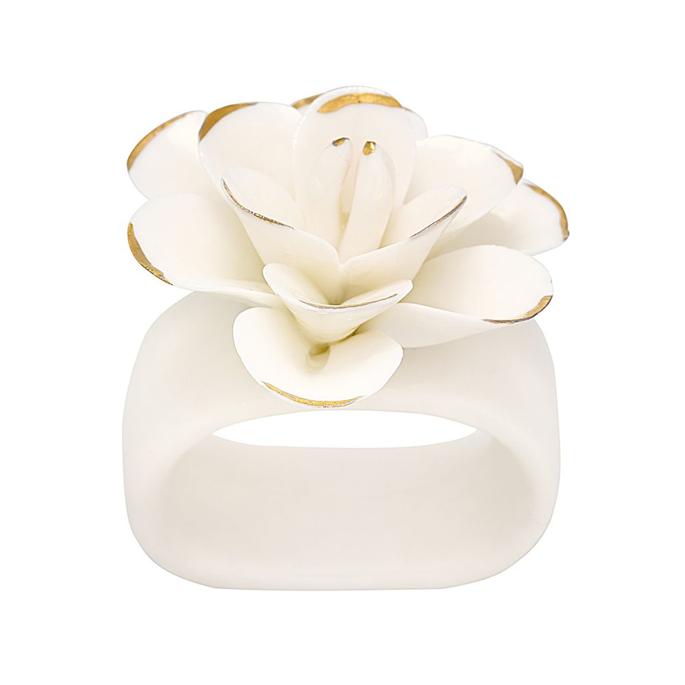 Кольцо для салфеток Flower white w/gold