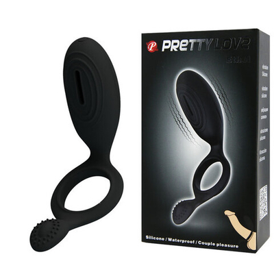 Эрекционное кольцо с клиторальным массажером Pretty Love ETHEL (Цвет: черный)