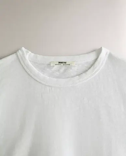 ZARA HOME ХЛОПКОВЫЙ ТОП, ЖЕЛТОВАТО-БЕЛЫЙ