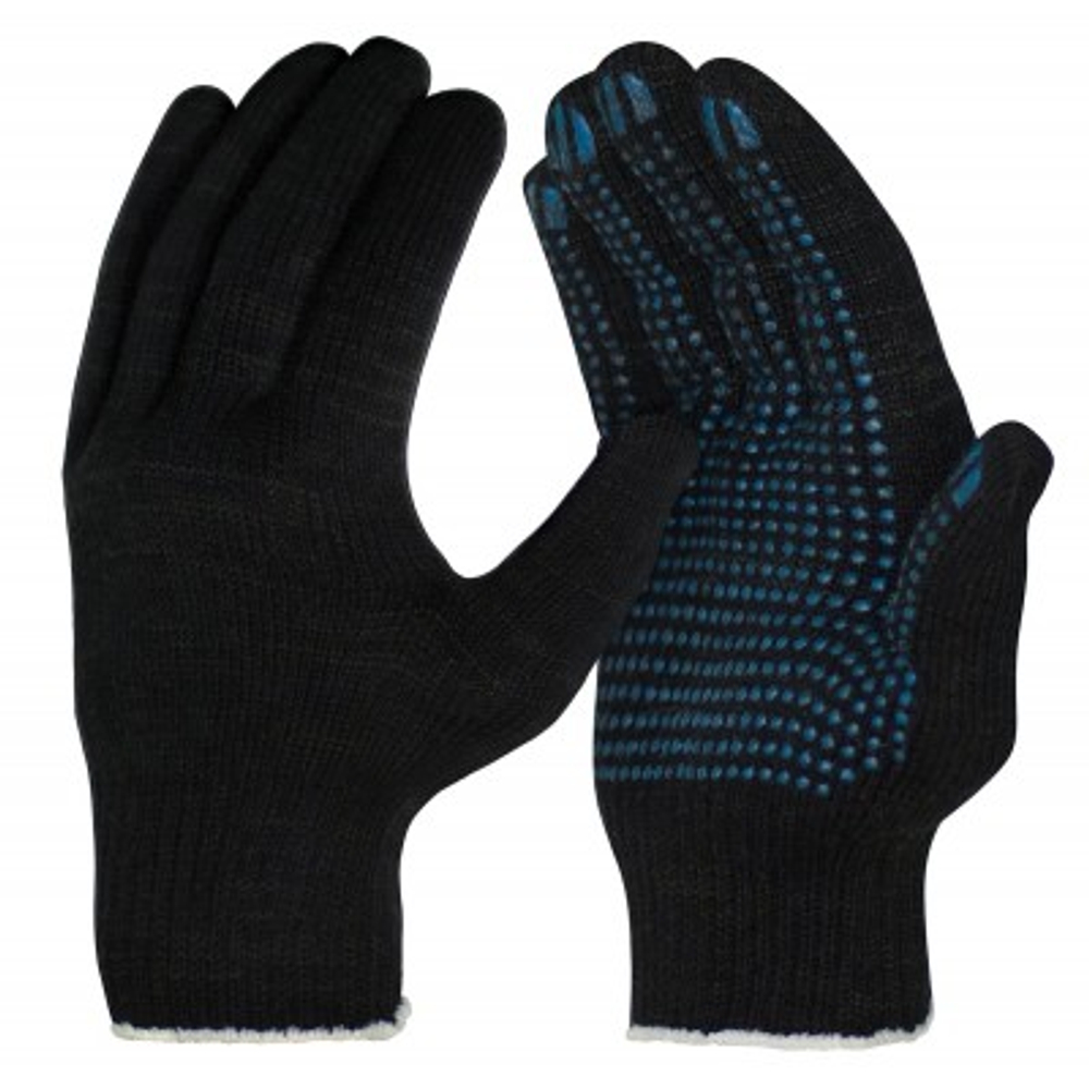 Перчатки рабочие х/б с пвх‑покрытием (6 нитей, чёрные)