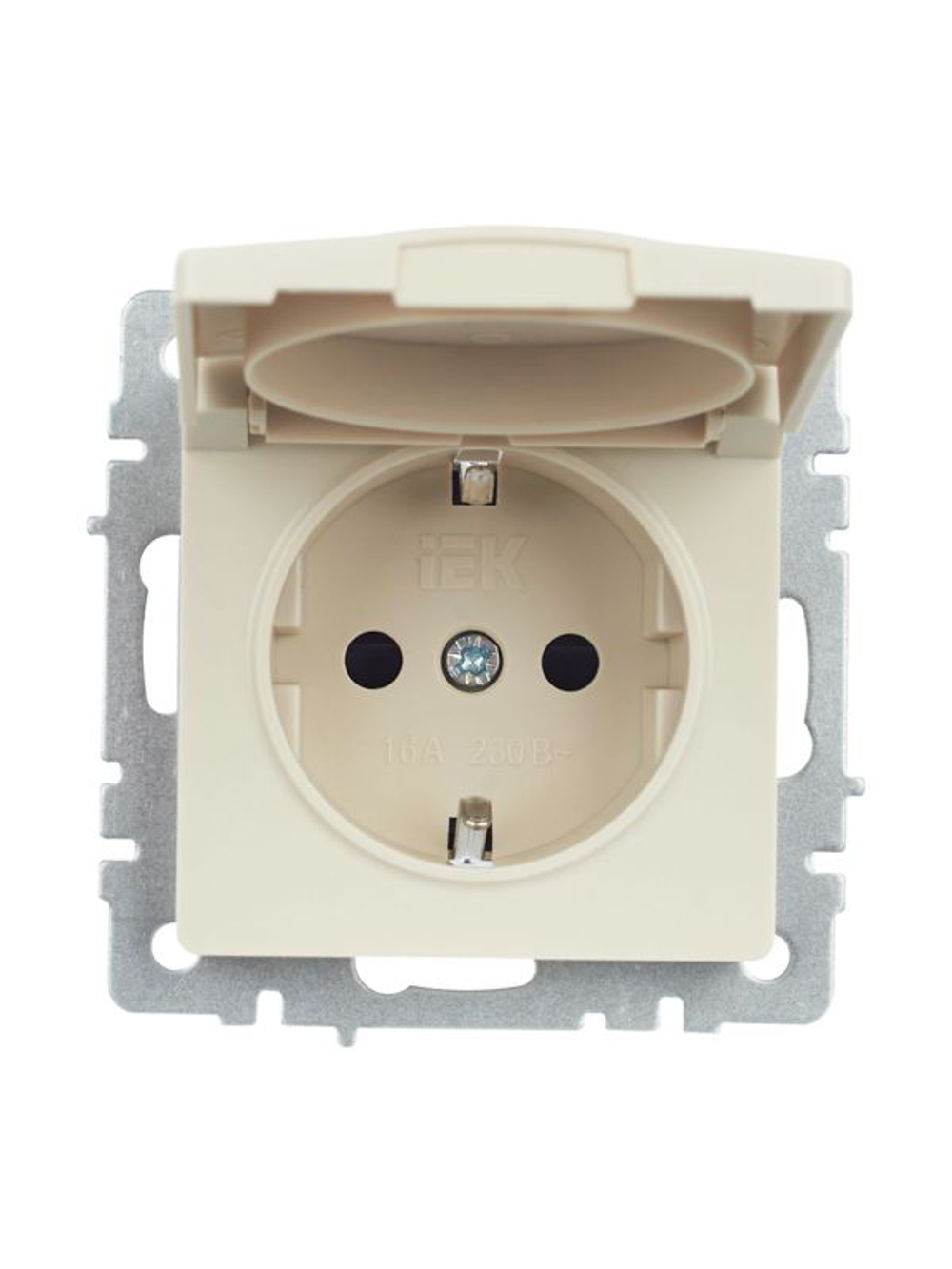 Розетка BRITE РСбш10-3-44-БрКр 16А IP44 с заземл. защ. шторки с крышкой механизм беж. IEK BR-R16-16-44-K10