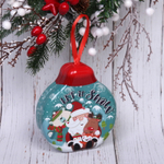 Банка жестяная «Шарик» 13*12*4см Дед Мороз на санках