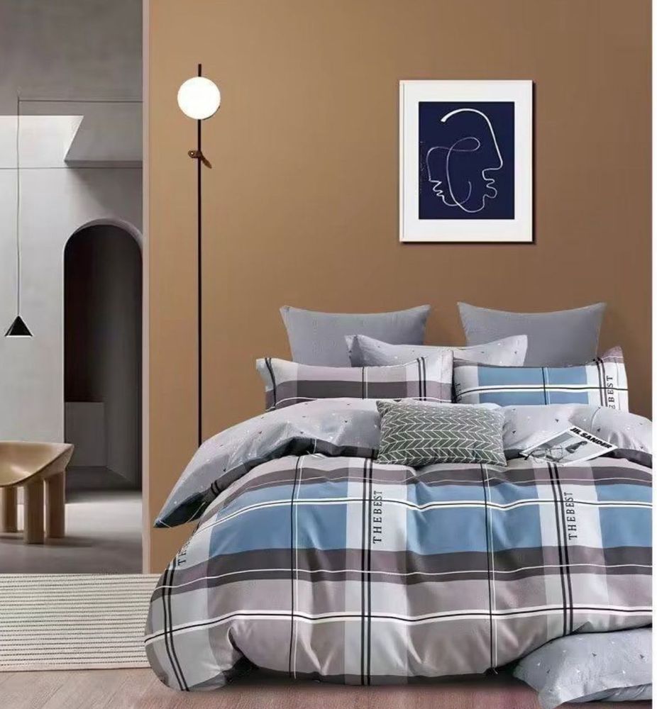 ZEPHYR HOME Двуспалка Фланель серый с голубым