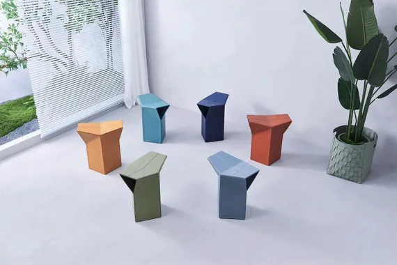 Табурет Atelier серо-голубая экокожа