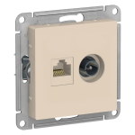 ATLASDESIGN РОЗЕТКА двойная ТВ + компьютерная RJ45 кат. 5e, механизм, БЕЖЕВЫЙ