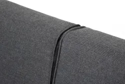 "Канны" левый модуль плетеный из роупа, каркас алюминий темно-серый (RAL7024) муар, роуп темно-серый круглый, ткань темно-серая 027