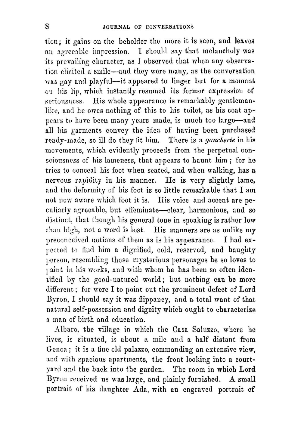 Journal of correspondence and conversations between Lord Byron and the countess of Blessington | Blessington