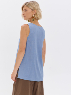 Удлиненный топ из льна с V-вырезом