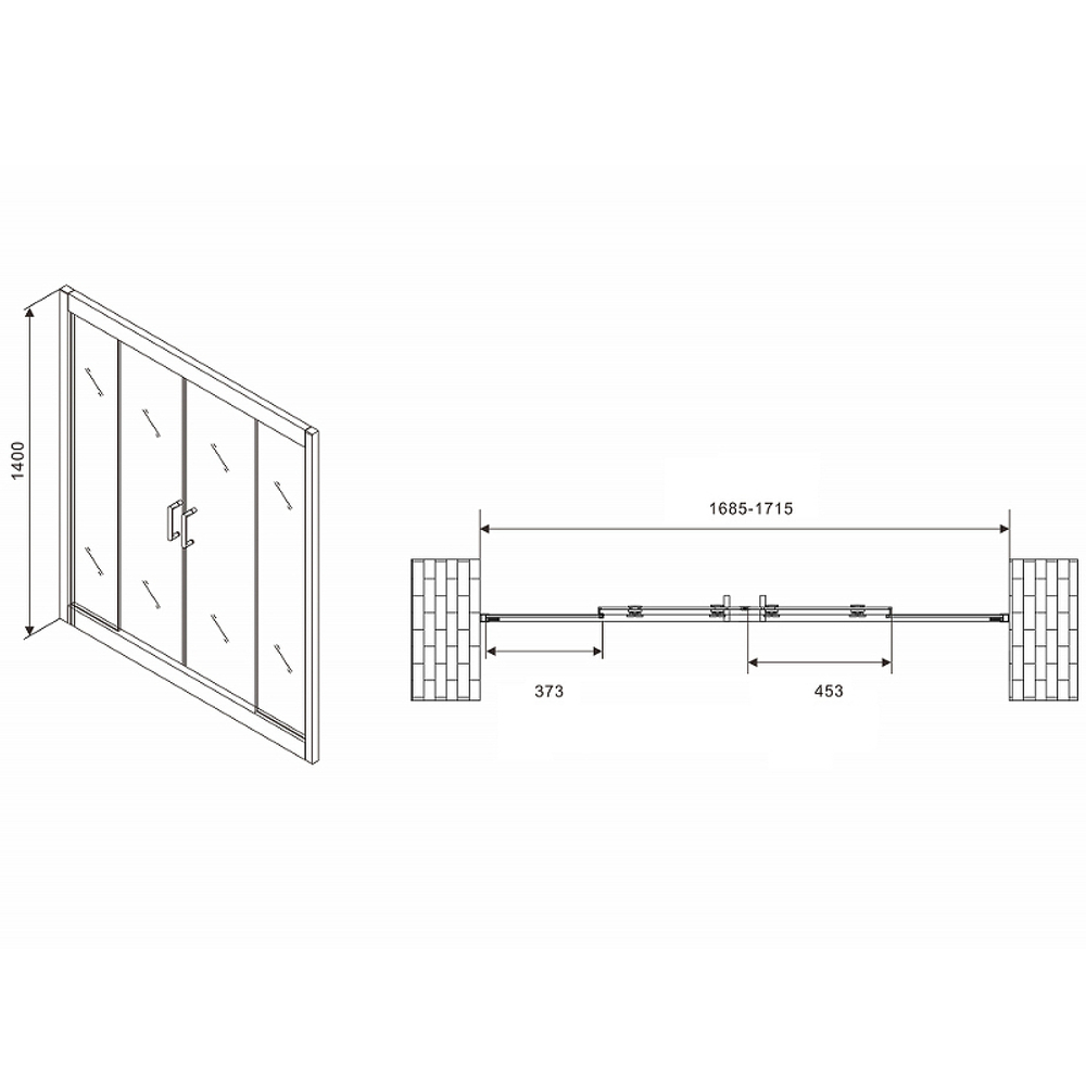 Шторка на ванну Abber Schwarzer Diamant 170х140 AG57170 профиль Хром стекло прозрачное