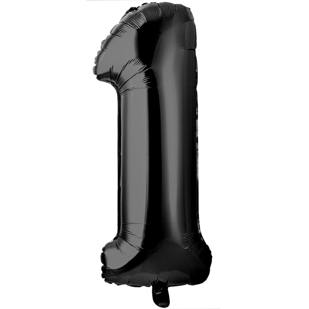 Шар фольгированный Цифра 1 66 см (Черный)