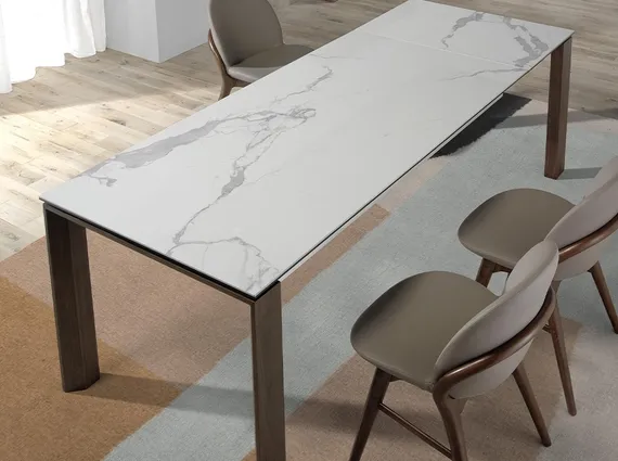 Раздвижной стол Angel Cerda D2058BA/1095, 180-235х90 см, белая керамика, орех