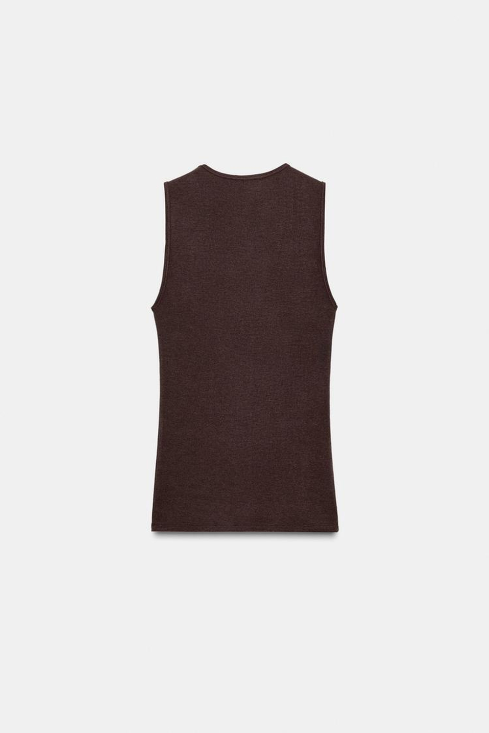 ZARA ФУТБОЛКА БЕЗ РУКАВОВ, КОРИЧНЕВЫЙ МЕЛАНЖ