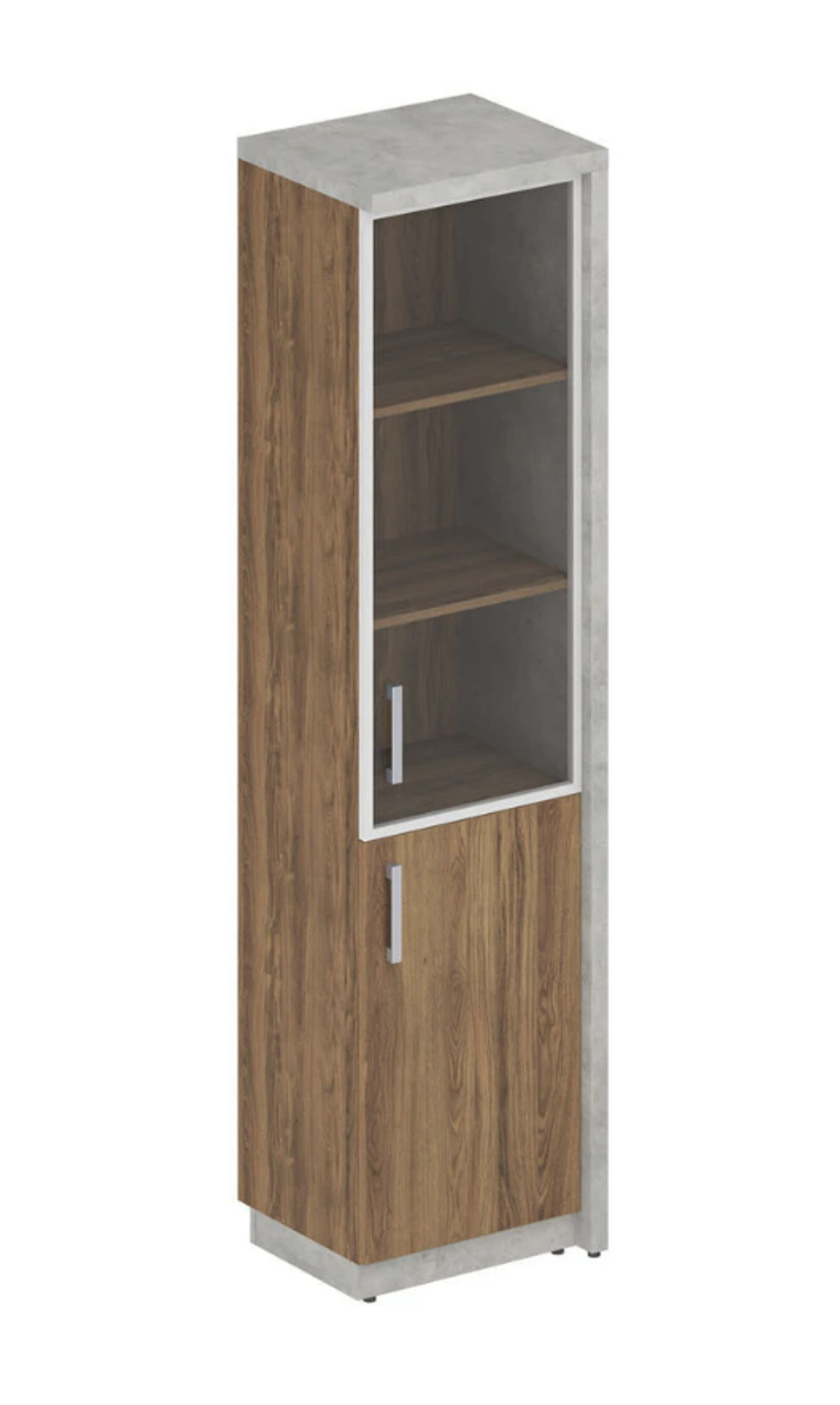 Шкаф для документов узкий со стеклом и глухой дверью Wood&Stone
