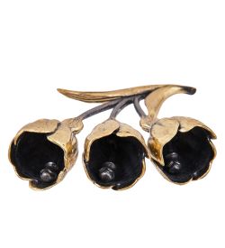 AM-3889 Колокольчик «Ландыш» (латунь, янтарь)