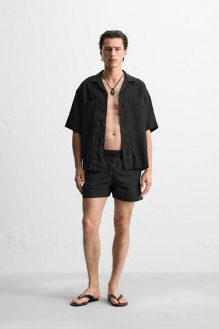 ZARA ПЛАВКИ ИЗ ВЫСОКОТЕХНОЛОГИЧНОЙ ТКАНИ, ЧЕРНЫЙ
