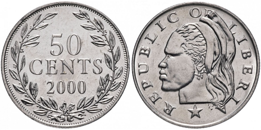 Либерия 50 центов, 2000 Миллениум aUNC