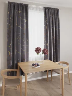 Штора тканевая на кухню,для спальни "Кракле серый" 150х200 1шт