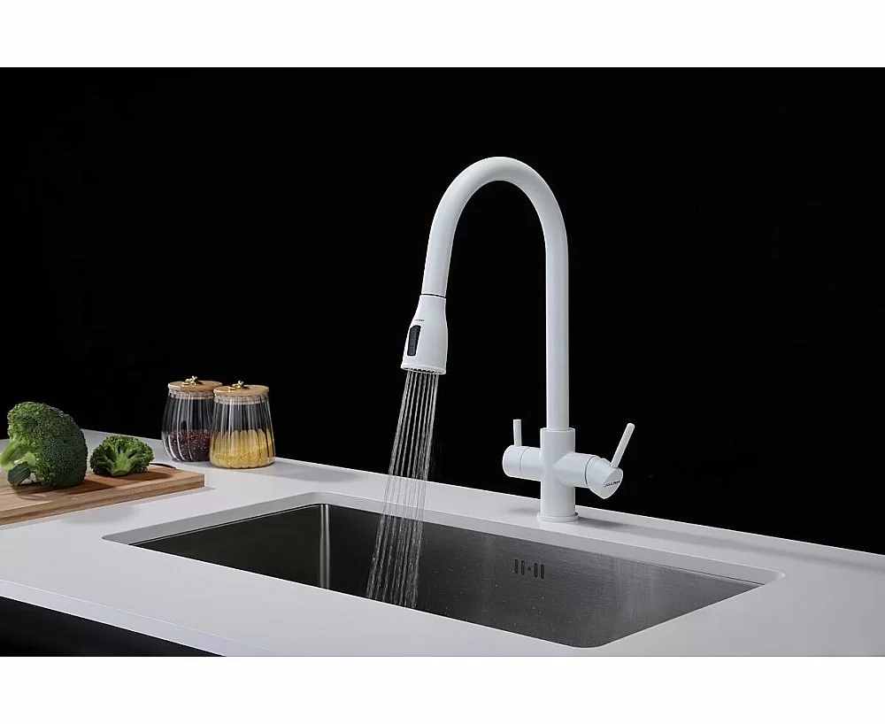Смеситель для кухни Paulmark Lange La214212-WH белый матовый