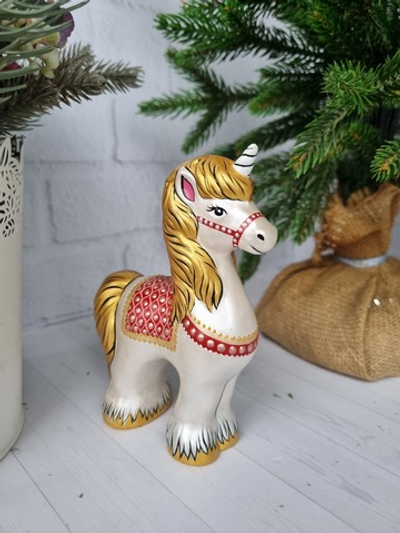 Единорог фарфоровая игрушка под ёлку