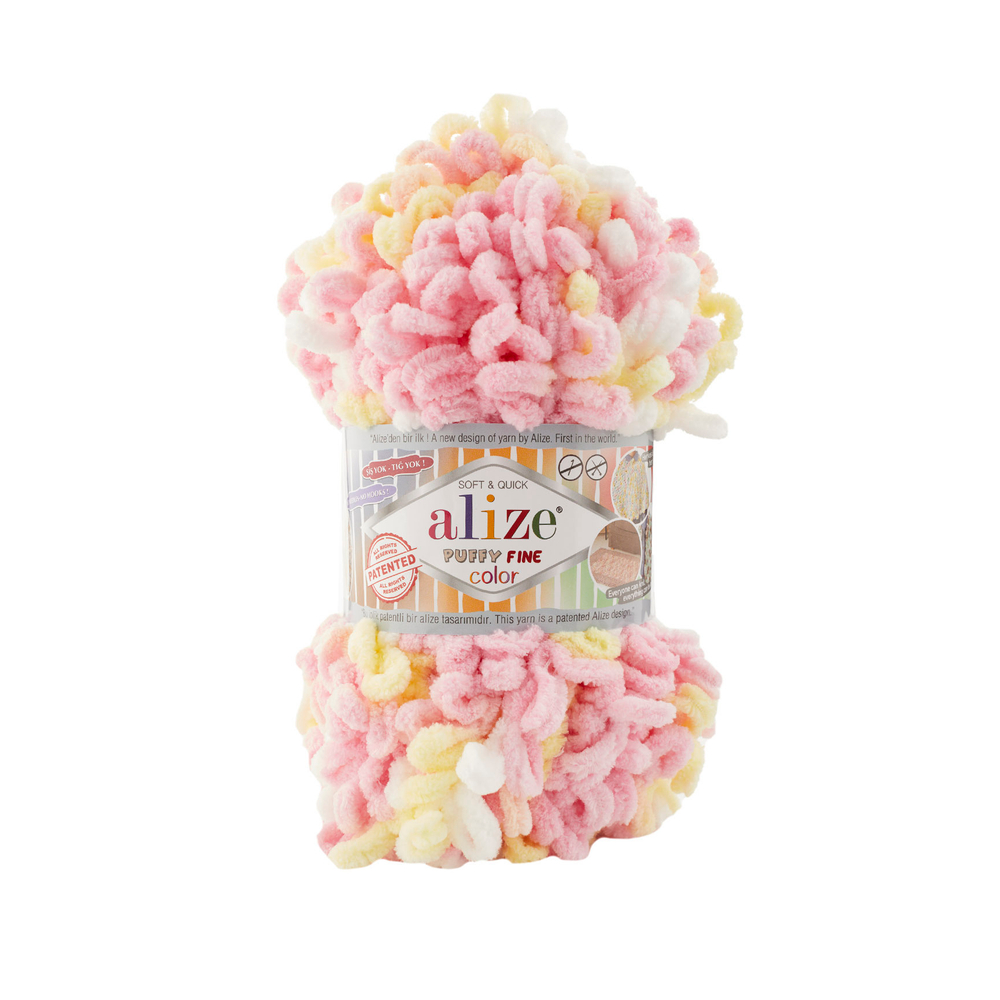 Пуффи файн колор (Puffy fine color) пряжа Alize 100%микрополиэстер 5х100г/14.5 м (6367)