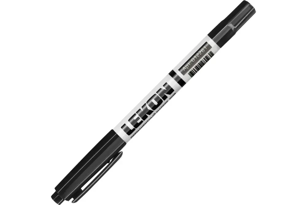 Маркер LEKON DUO перманентный двухсторонний, черный, 012281