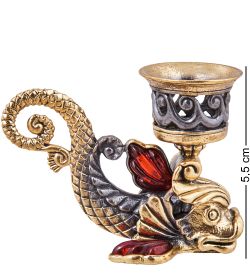 Народные промыслы AM-3914 Подсвечник «Рыба» (латунь, янтарь)