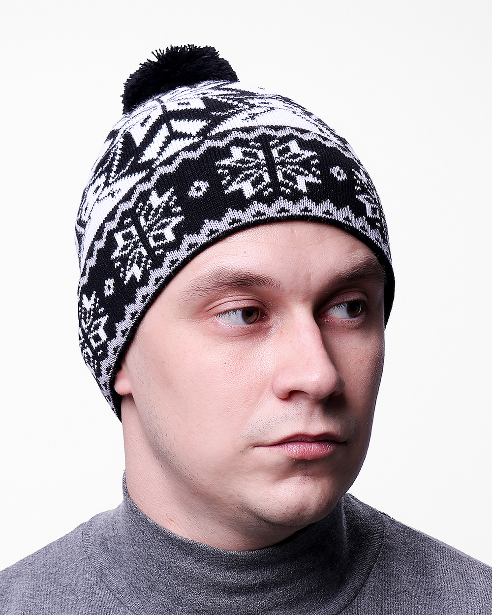 Мужская шапка PRIVAL с отворотом Скандинавия -6 антрацит