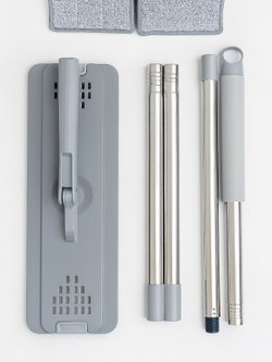 Ведро для мытья полов 4+4л с отжимом, шваброй, 2 насадки в комплекте