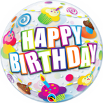 Шар Фольгированный Кексы разноцветные Bubble Прозрачный (Ассорти)