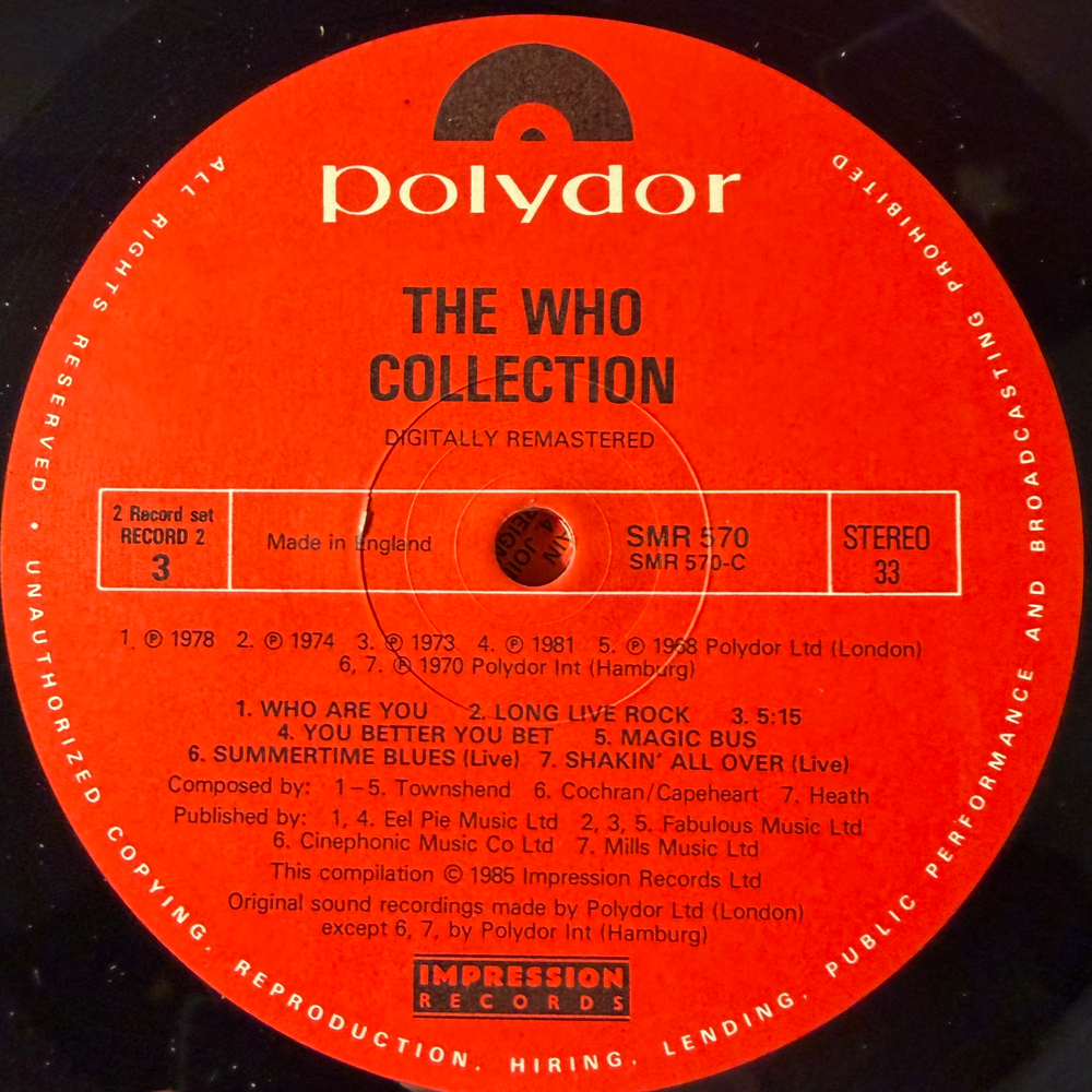 The Who ‎– Collection 2LP (Англия 1988г.)