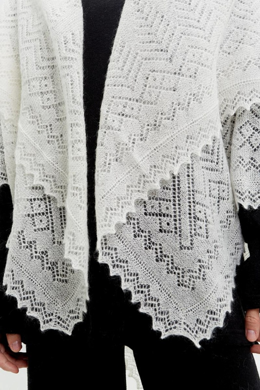 Оренбургский пуховый платок П2-125-01 белый отбеленный