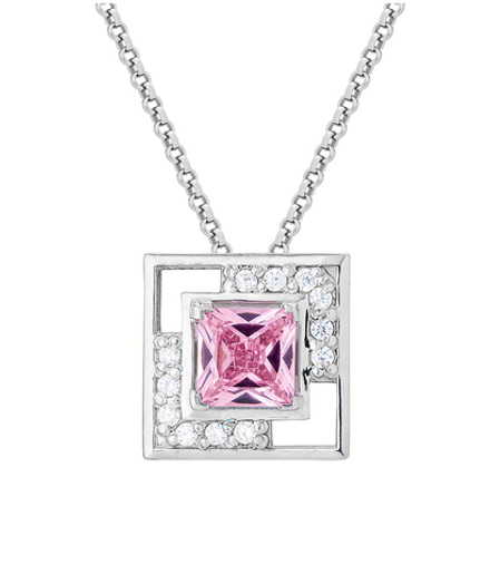 Подвес из серебра со вставками из розового и бесцветных фианитов