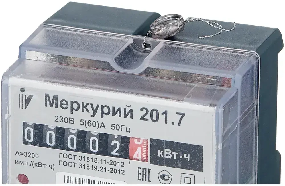 Счетчик электроэнергии однофазный однотарифный INCOTEX Меркурий 201.7 5(60) А без привязки к региону