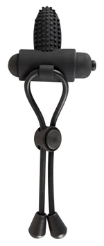 Чёрно лассо на пенис BLACK VELVETS с вибрацией (Цвет: черный)