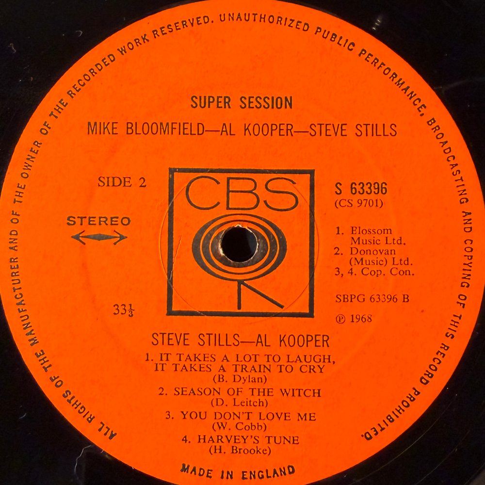 Mike Bloomfield / Al Kooper / Steve Stills - Super Session (Англия 1968г.)