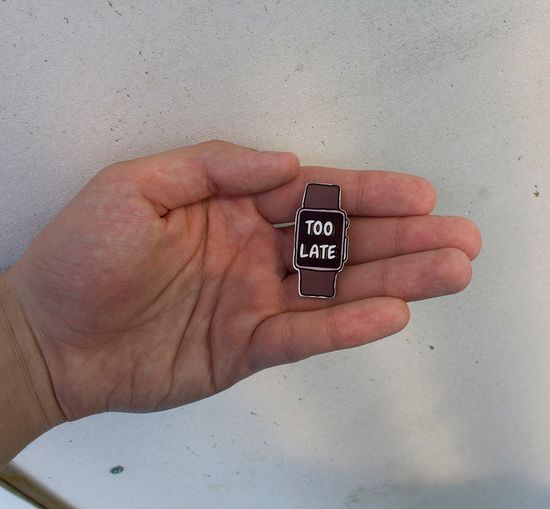 Значок деревянный (брошь)  Too late. Fire Pin